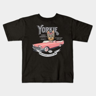 Yorkshire Terrier in Pink Car Kids T-Shirt